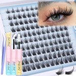 Lash Clusters Kit Wispy Cluster Eyelash Extensions Natural Individual Lashes Extension 8-16MM Short Cluster Lashes C Curl Eyelash Clusters Spikes 120 Pcs Spiky DIY Lash Kit for Everyday Wear