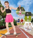 Hvididan Girls Tennis Skirts Butterfly Flowy Golf Skorts Athletic School Kids Shorts with Pocket Hot Pink 5-6 Years