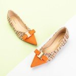 C. Paravano Women's Flats - Pointed Toe Ballet Flats for Women | Slip-On Work Flats with Bow, Comfortable Elegant Shoes for Office, Casual Daily Wear(Size 9,Orange Multi)