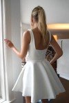 White Simple Short Satin Wedding Dresses for Bride 2025 Engagement Modest Bridal Shower Dress for Women Summer Spring Backless Formal Gown US8