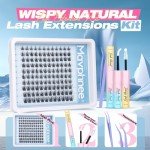 Lash Clusters Kit Wispy Cluster Eyelash Extensions Natural Individual Lashes Extension 8-16MM Short Cluster Lashes C Curl Eyelash Clusters Spikes 120 Pcs Spiky DIY Lash Kit for Everyday Wear