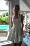 White Simple Short Satin Wedding Dresses for Bride 2025 Engagement Modest Bridal Shower Dress for Women Summer Spring Backless Formal Gown US8