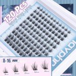 Lash Clusters Kit Wispy Cluster Eyelash Extensions Natural Individual Lashes Extension 8-16MM Short Cluster Lashes C Curl Eyelash Clusters Spikes 120 Pcs Spiky DIY Lash Kit for Everyday Wear