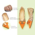 C. Paravano Women's Flats - Pointed Toe Ballet Flats for Women | Slip-On Work Flats with Bow, Comfortable Elegant Shoes for Office, Casual Daily Wear(Size 9,Orange Multi)