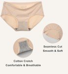 TUTUESTHER Seamless Underwear Women No Show Hipster Panties Mid Rise Full Coverage Soft Panties（Medium,Nude）