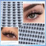 Lash Clusters Kit Wispy Cluster Eyelash Extensions Natural Individual Lashes Extension 8-16MM Short Cluster Lashes C Curl Eyelash Clusters Spikes 120 Pcs Spiky DIY Lash Kit for Everyday Wear