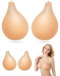 PHODIL Sticky Bra Push Up 2 Pairs,Adhesive Bras Invisible Strapless Backless Bras for Women XL(Fit Cup C/D)