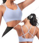 ULTREAGLE Strappy Sports Bras for Women - Open Back Padded Yoga Gym Bra Low Impact Womens Workout Tops