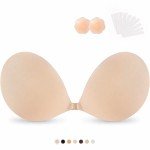 digitharbor Sticky Bras Push Up Adhesive Invisible Bra Backless Strapless Bra for Women Nude