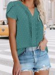 BETTE BOUTIK Shirts Womens Plus Size Summer Boho Tunic Tops Short Sleeve Casual Dressy Blouses Fashion Loose Cute Flowy Chiffon Shirt Misty Lake Blue 1X