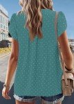 BETTE BOUTIK Shirts Womens Plus Size Summer Boho Tunic Tops Short Sleeve Casual Dressy Blouses Fashion Loose Cute Flowy Chiffon Shirt Misty Lake Blue 1X