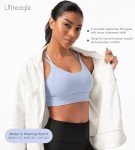 ULTREAGLE Strappy Sports Bras for Women - Open Back Padded Yoga Gym Bra Low Impact Womens Workout Tops