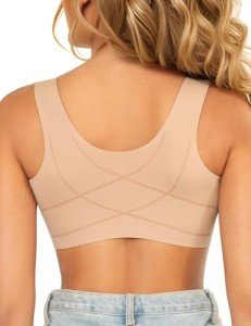 FallSweet Front Closure Wireless Bras Seamless Smooth Hide Back Fat Bra, Beige, 36C