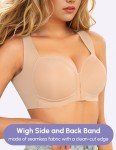 FallSweet Front Closure Wireless Bras Seamless Smooth Hide Back Fat Bra, Beige, 36C