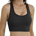 Match Racerback Sports Bras for Women – Padded Seamless Strappy Workout Tops for Yoga Gym Runing Fitness Sports Bras (1 Pack of 4(Black/Black/Gray-Brown/Sky-Blue), Medium)
