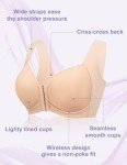 FallSweet Front Closure Wireless Bras Seamless Smooth Hide Back Fat Bra, Beige, 36C