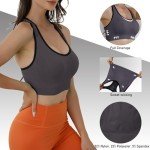 Match Racerback Sports Bras for Women – Padded Seamless Strappy Workout Tops for Yoga Gym Runing Fitness Sports Bras (1 Pack of 4(Black/Black/Gray-Brown/Sky-Blue), Medium)