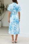 Ladyful Womens Summer Floral Midi Shirt Dress Button Down Short Sleeve Boho Maxi Dress Cocktail Wedding Guest Shirtdress