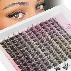 Natural Lash Clusters Wispy Eyelash Clusters C-Curly Individual Lashes 8-16 mm Cluster Eyelash Extensions Natural Look Lash Extension with Thin Lash Band by WTVANE