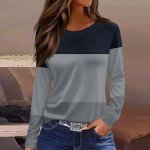 EKIYVO Long Sleeve Shirts for Women Crew Neck Cotton Tops Ladies Petite Tee Gray Large 419