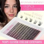 Natural Lash Clusters Wispy Eyelash Clusters C-Curly Individual Lashes 8-16 mm Cluster Eyelash Extensions Natural Look Lash Extension with Thin Lash Band by WTVANE