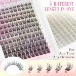 Natural Lash Clusters Wispy Eyelash Clusters C-Curly Individual Lashes 8-16 mm Cluster Eyelash Extensions Natural Look Lash Extension with Thin Lash Band by WTVANE