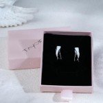 TaYolnFaSo White and Black Enamel Hoop Earrings Stainless Steel C-Shaped Earrings Two Tone Enamel Jewelry Gift for Women