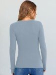 ANRABESS Long Sleeve Shirts for Women V Neck Ribbed Knit Slim Fall Basic Tshirts Going Out Tops 2025 Casual Trendy Clothes Grey Blue Medium