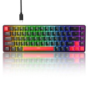 TMKB T68-C HE Rapid Trigger Gaming Keyboard - Hall Effect Magnetic Switches with Adjustable Actuation, 8000 Hz Polling Rate, 60% Hot-Swappable Compact for FPS/RTS Gamers (Black/Red)