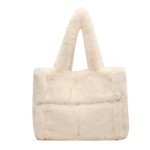 Extolove Fluffy Tote Bag Large Fur Purses for Women Winter Fuzzy Totes Furry Shoulder Handbag Plush Bags (C White)