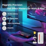 TMKB T68-C HE Rapid Trigger Gaming Keyboard - Hall Effect Magnetic Switches with Adjustable Actuation, 8000 Hz Polling Rate, 60% Hot-Swappable Compact for FPS/RTS Gamers (Black/Red)
