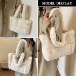 Extolove Fluffy Tote Bag Large Fur Purses for Women Winter Fuzzy Totes Furry Shoulder Handbag Plush Bags (C White)
