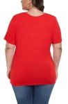 ForHailey USA Shirts Women 4th of July Patriotic Tops V Neck American Flag Plus Size Short Sleeve Tee Tshirt Red XX-Large