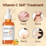 Vitamin C Serum For Face, 12% Super C Serum with Hyaluronic Acid For Face Neck Skin Care, Vit C Facial Care for Even Skin Tone and Antioxidant Protection, 30ML
