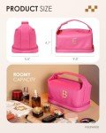 Vogewood Bridesmaid Proposal Gifts Gift Ideas, Travel Makeup Bag with Handle, Initial Double Layer Cosmetic Bag with Makeup Brush Organizer, Cute Cosmetic Pouch for Women, Gifts for Friends Female Mom