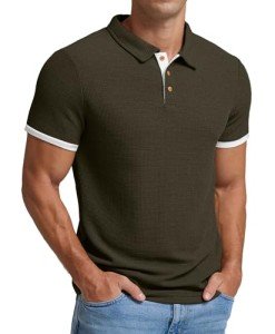 Sailwind Men's Waffle Knit Short Sleeve Casual Polo Shirts Army Green