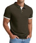 Sailwind Men's Waffle Knit Short Sleeve Casual Polo Shirts Army Green