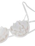 Lilosy Sexy Tie Side Cute Underwire Push Up Strappy Embroidered Mesh Sheer Lingerie Set Women See Through Bra and Panty 2 Piece Bowless Floral White Small