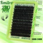 Kmilro Fluffy Lash Clusters Kit 14-24mm Thick Long Cluster Eyelash Extensions Kit 180D D Curl Volume DIY Lash Extension 240pcs Soft Wispy Individual Lashes Kit with Bond and Seal Lash Tweezers