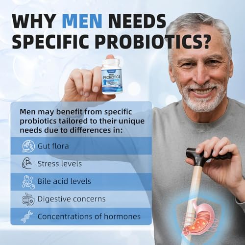 Probiotics for Men 100 Billion CFU - Probiotics for Digestive Health, Men's Probiotics Supplement, Prebiotics & Enzymes, for Prostate Health with Saw Palmetto, Weight Management | 90 Veg Capsules