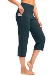 Capri Pants for Women High Waist Workout Yoga Pants with Pockets Tummy Control Leggings Crop Straight (Borealis Green,M)