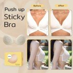 Niidor Adhesive Bra Sticky Bra Strapless Backless Invisible Push Up Bras for Women,Comfort Fit for Backless Dresses, Tops & Wedding Deep Nude