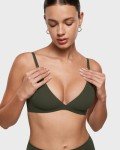 INLYRIC Women's Inbarely Triangle Bralette Plunge Unlined Seamless Bra No Underwire Sexy Comfortable Everyday Olive Green XX-Large