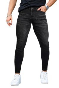 GINGTTO Mens Skinny Jeans Black Slim Fit Denim Jeans for Men Tapered Stretch Fit 36