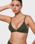 INLYRIC Women's Inbarely Triangle Bralette Plunge Unlined Seamless Bra No Underwire Sexy Comfortable Everyday Olive Green XX-Large