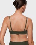 INLYRIC Women's Inbarely Triangle Bralette Plunge Unlined Seamless Bra No Underwire Sexy Comfortable Everyday Olive Green XX-Large