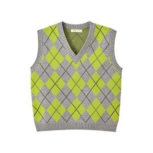 Hyipels Women's Sweater Vest,Y2K Sleeveless Pattern Preppy Style Knitted Crop Tank Top for Girl