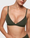 INLYRIC Women's Inbarely Triangle Bralette Plunge Unlined Seamless Bra No Underwire Sexy Comfortable Everyday Olive Green XX-Large