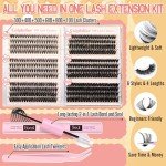 Lash Clusters Kit 30D-100D Wispy Eyelash Extension Kit 474pcs Individual Lashes 8-16MM Cluster Eyelash Extensions DIY Lash Extension Kit D-Curly Eyelash Clusters with Lash Bond and Seal Lash Tweezers