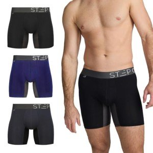 STEP ONE Mens Boxers Shorts, 3 Pack, Anti Chafing Underwear for Men, Moisture-Wicking Boxer Shorts with 3D Pouch Mixed Pack X-Large